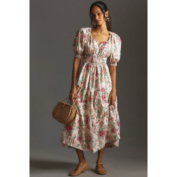 Anthropologie Dresses & Skirts - ANTHROPOLOGIE Somerset Puff Sleeve Floral Maxi Dress Cottage Natural XL